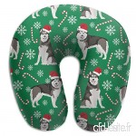 Travel Pillow Alaskan Malamute Peppermint Stick Candy Canes Winter Snowflakes Dog Green Memory Foam U Neck Pillow for Lightweight Support in Airplane Car Train Bus - B07VD4QB86